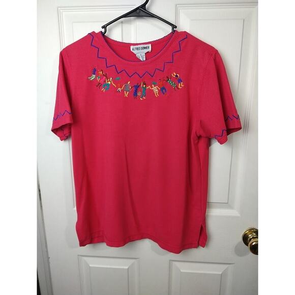 $ Alfred Dunner Pink Short Sleeve Women's S Side Slit Pullover Casual Vacation - Picture 1 of 7